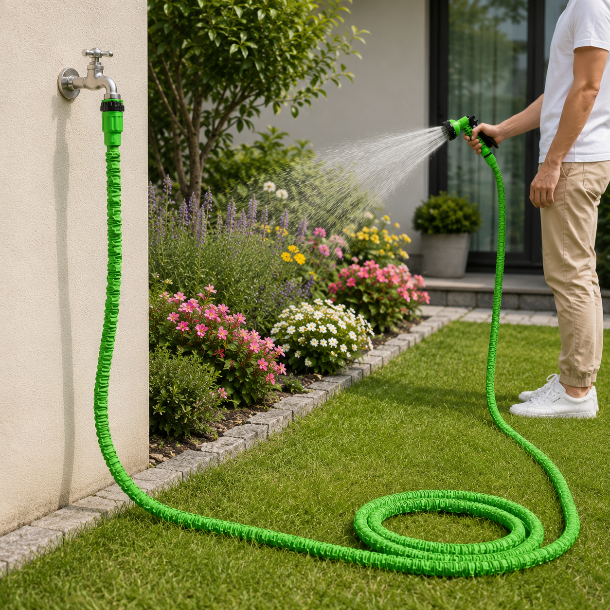 Uitbreidbare AquaFlex Tuinslang - Hoge Druk - Tuin - Auto Wassen