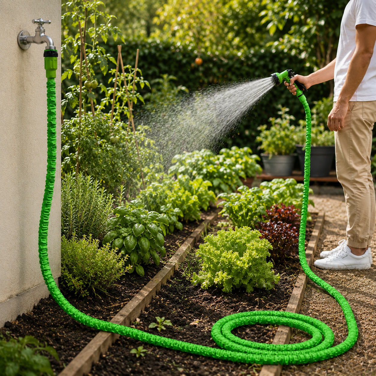 Uitbreidbare AquaFlex Tuinslang - Hoge Druk - Tuin - Auto Wassen