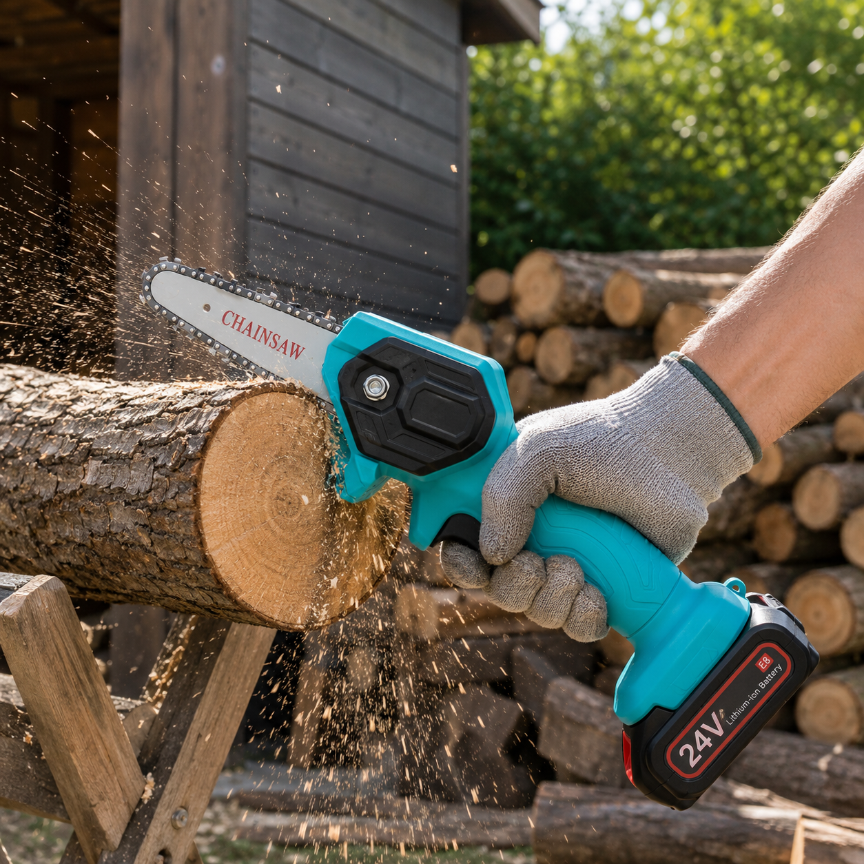 HandyPRO - Draadloze elektrische kettingzaag - 2 batterijen - Lichtgewicht ecologisch - Tuinieren