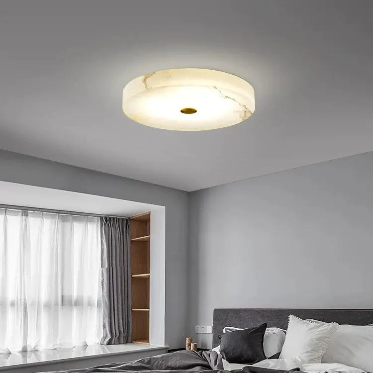 Luxe Ronde Inbouw LED Plafondlamp van Marmer en Koper