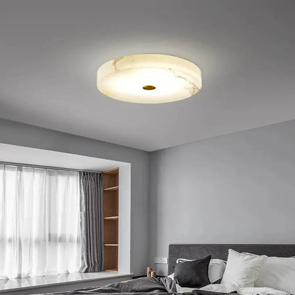 Luxe Ronde Inbouw LED Plafondlamp van Marmer en Koper