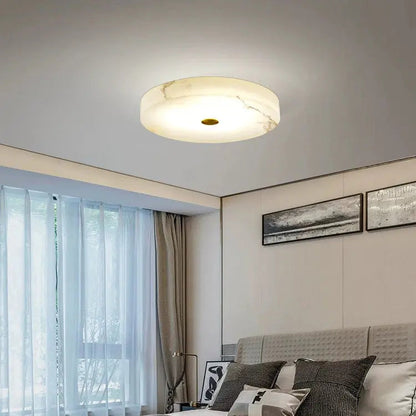 Luxe Ronde Inbouw LED Plafondlamp van Marmer en Koper