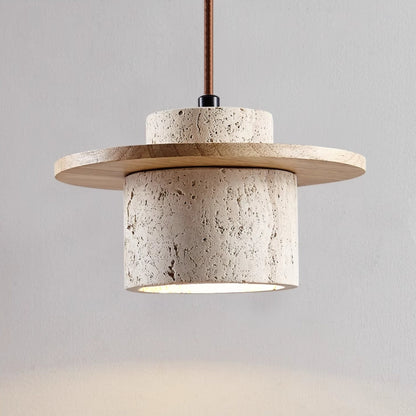 Tijdloze Travertin Hanglamp - Unieke Natuursteen Designlamp