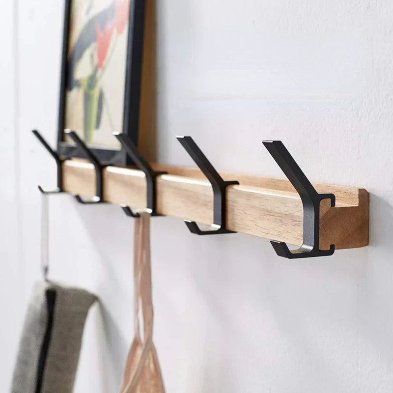 Wandgarderobe | Nordisches Design, schwarz | Holz, Aluminium