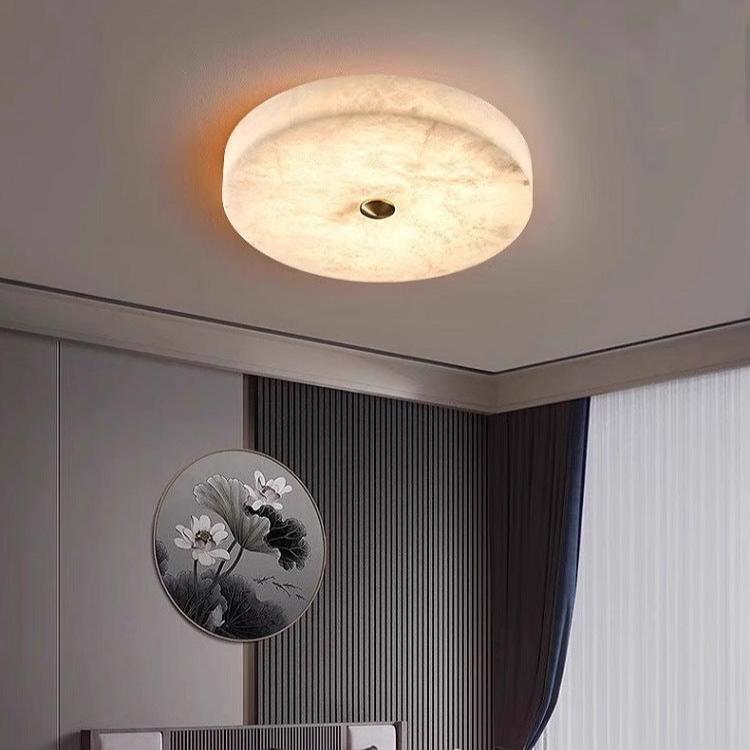 Luxe Ronde Inbouw LED Plafondlamp van Marmer en Koper