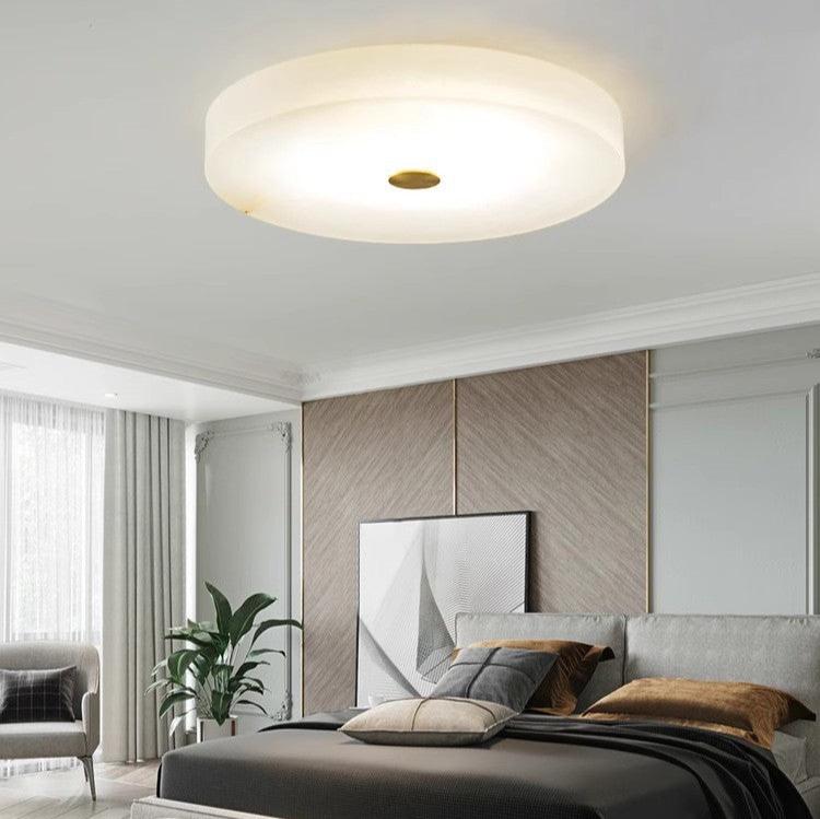 Luxe Ronde Inbouw LED Plafondlamp van Marmer en Koper