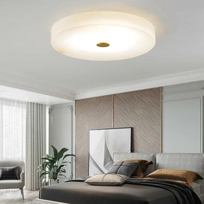 Luxe Ronde Inbouw LED Plafondlamp van Marmer en Koper