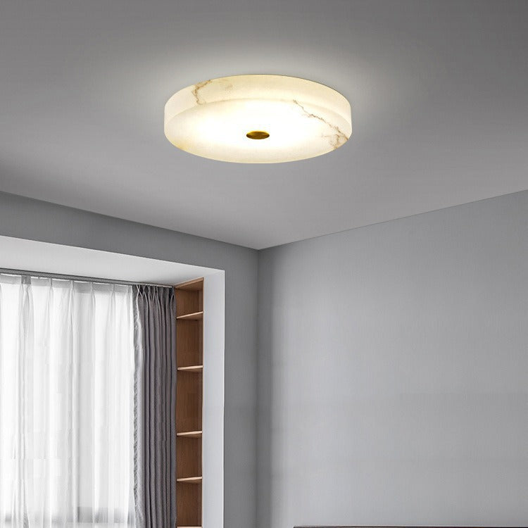 Luxe Ronde Inbouw LED Plafondlamp van Marmer en Koper