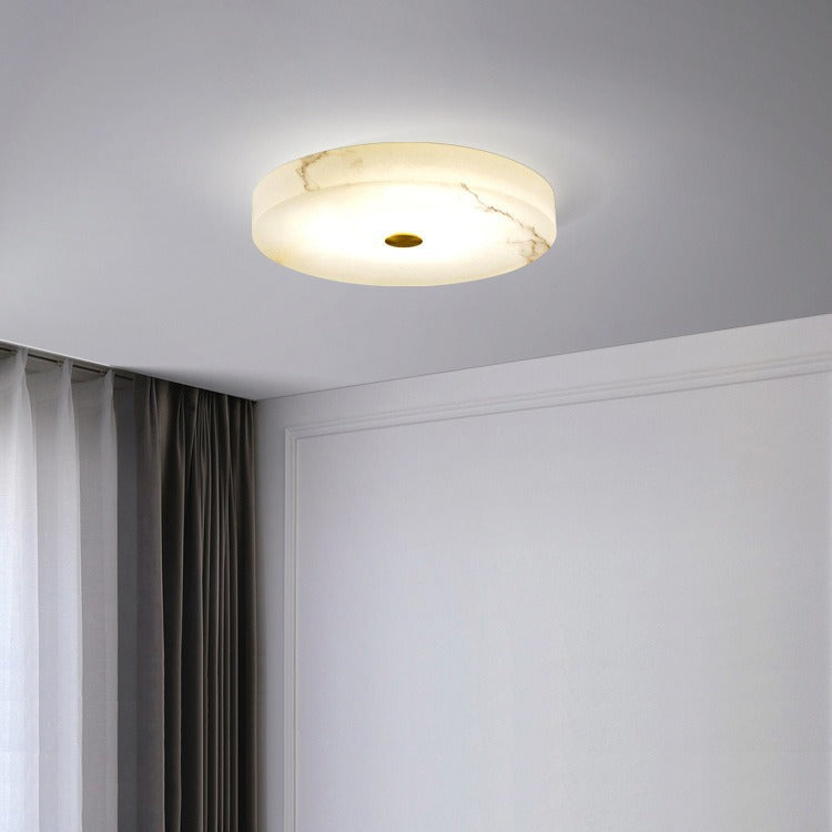 Luxe Ronde Inbouw LED Plafondlamp van Marmer en Koper