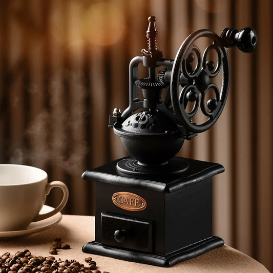Vintage Metaal Koffiemolen - Handmatig - Keramische Kern - Unieke Smaak-Coffee & Tea-De Bazelaar