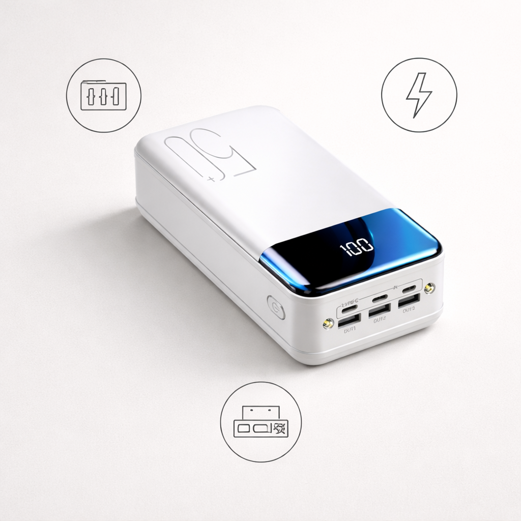 Power bank 50000mAh | Snel opladen, grote capaciteit | Apparaten