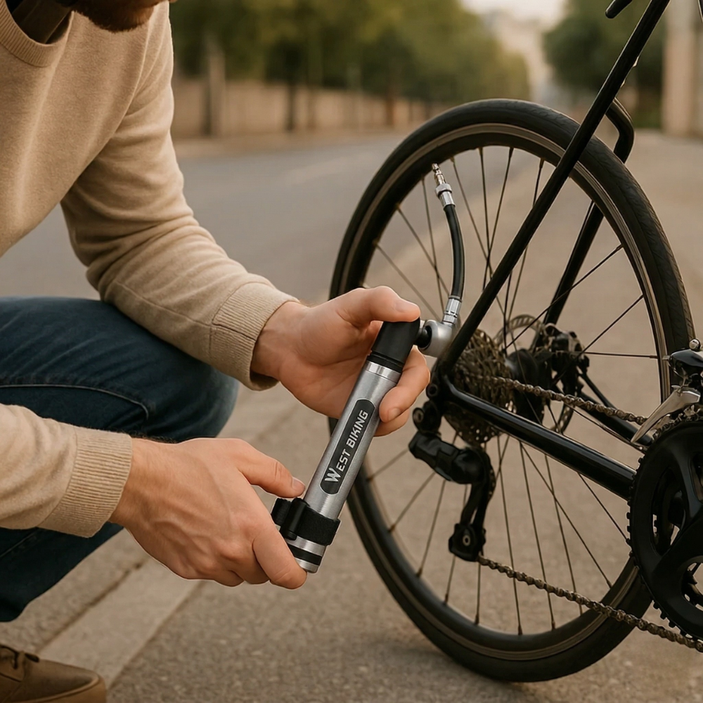 Fietspomp mini draagbaar compact licht snel opblazen