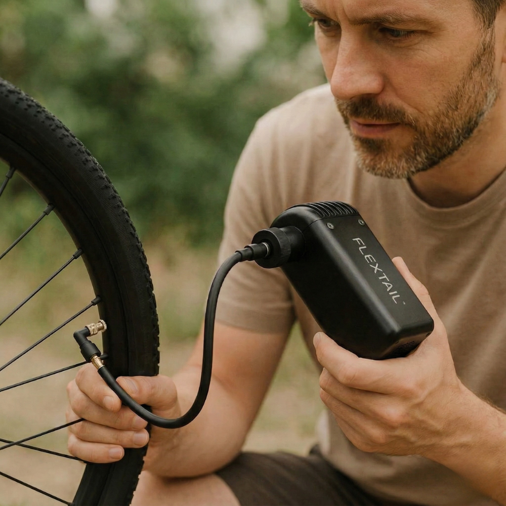 Fietspomp met dubbele ventiel tot 100 PSI