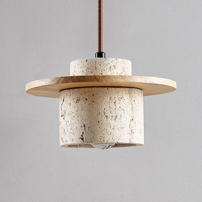 Tijdloze Travertin Hanglamp - Unieke Natuursteen Designlamp