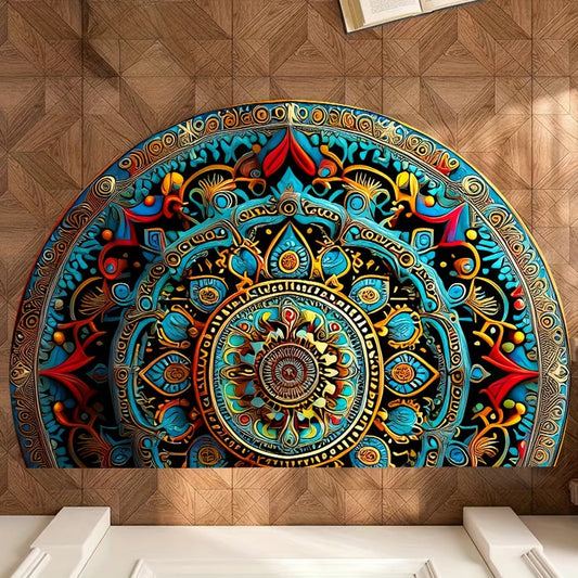 Halfrond Mandala Kleed – Bohemien Stijl en Antislip Comfort-Carpet-De Bazelaar