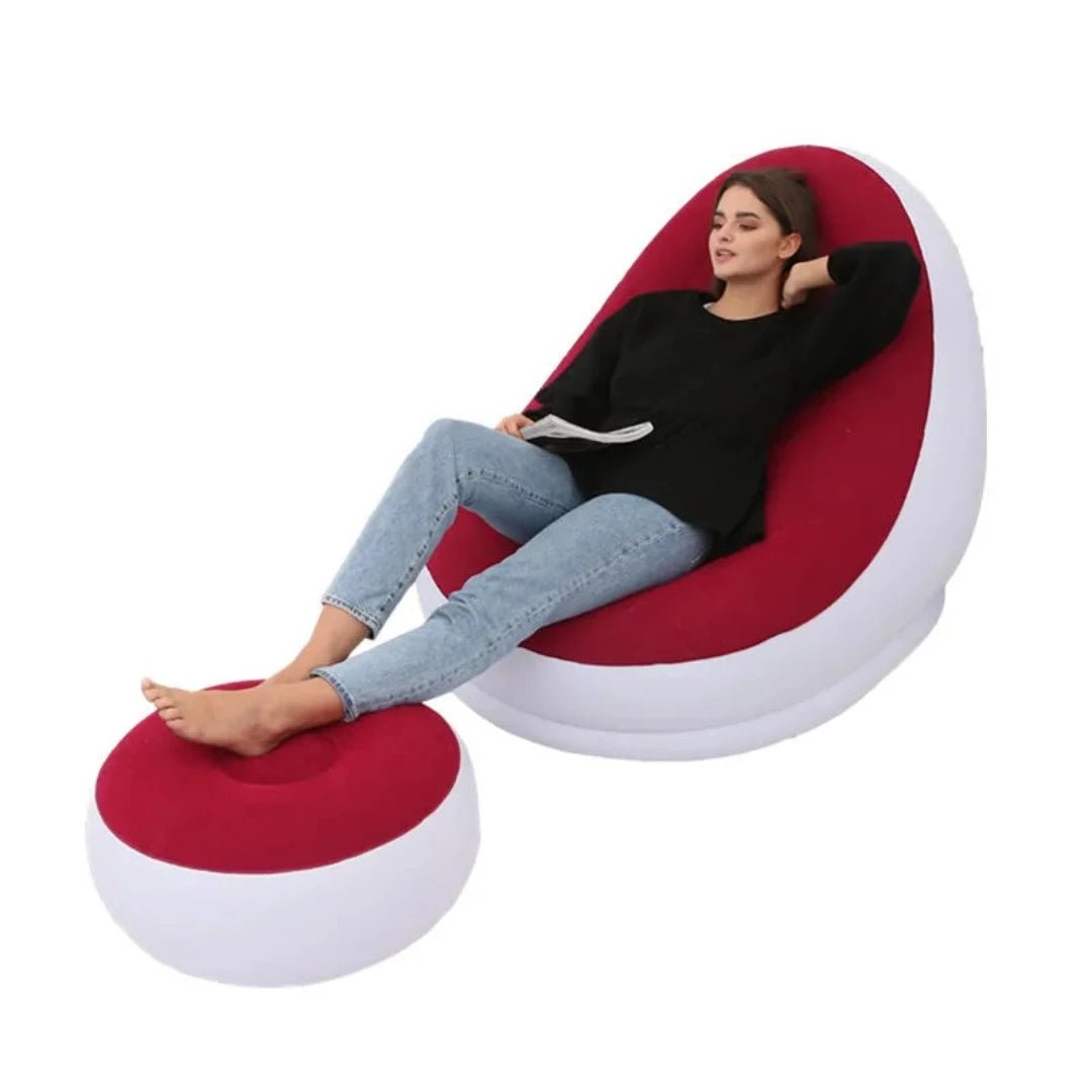 ComfortCraze™ | Opblaasbare Loungebank + Poef - #ComfortCraze™ | Opblaasbare Loungebank + PoefDe Bazelaar