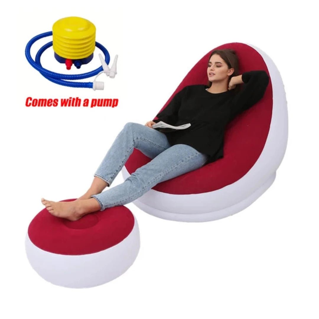 ComfortCraze™ | Opblaasbare Loungebank + Poef - #ComfortCraze™ | Opblaasbare Loungebank + PoefDe Bazelaar