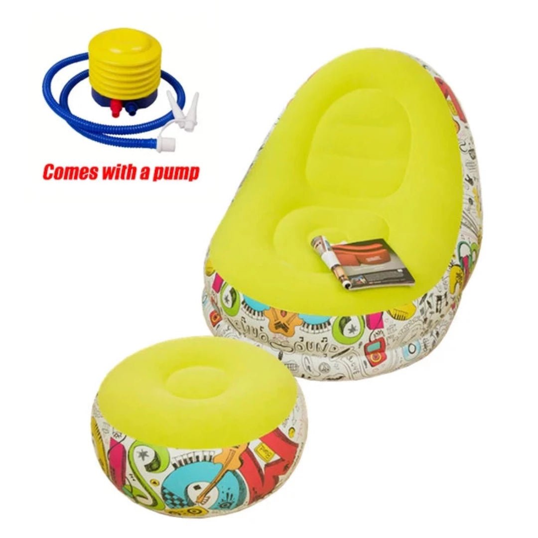 ComfortCraze™ | Opblaasbare Loungebank + Poef - #ComfortCraze™ | Opblaasbare Loungebank + PoefDe Bazelaar