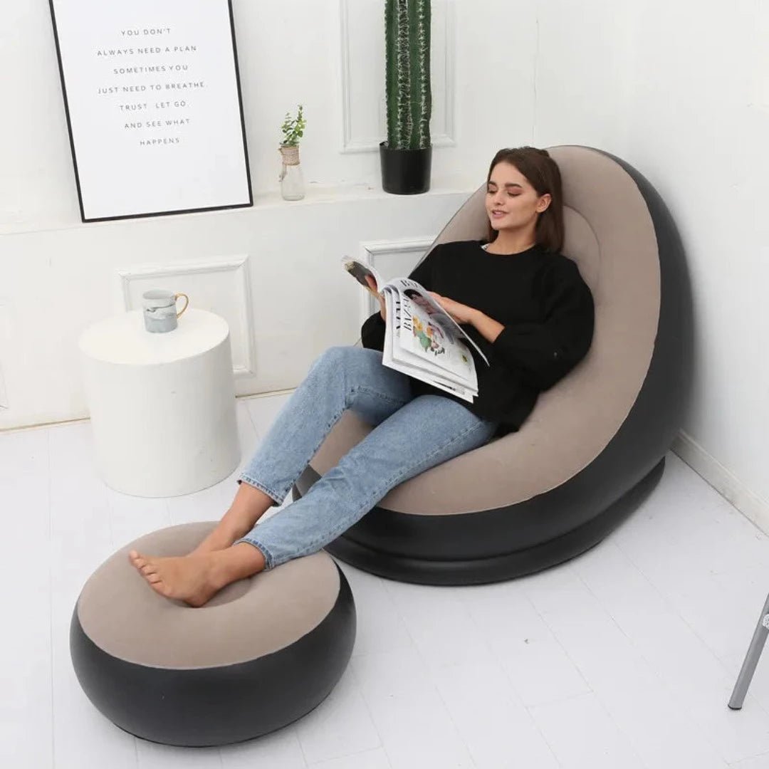 ComfortCraze™ | Opblaasbare Loungebank + Poef - #ComfortCraze™ | Opblaasbare Loungebank + PoefDe Bazelaar