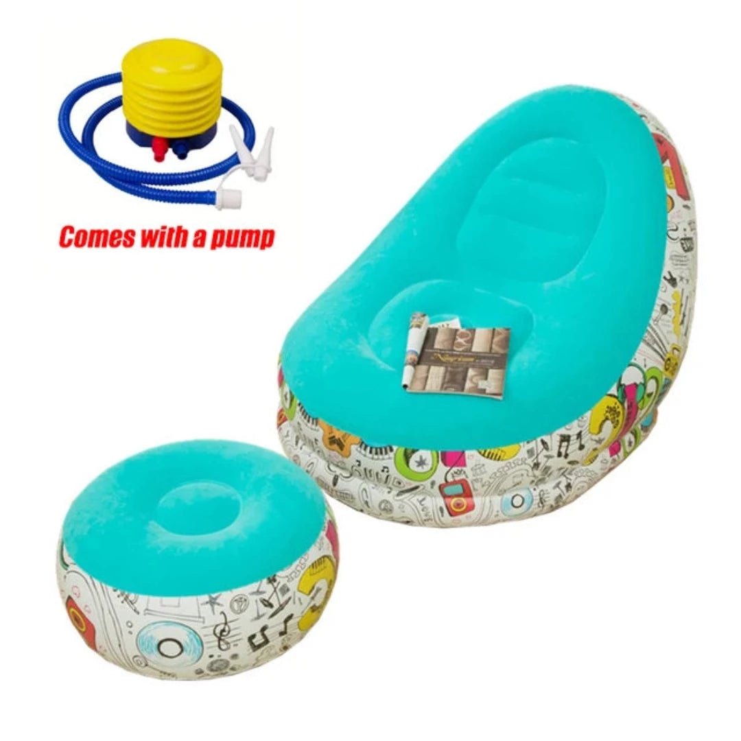 ComfortCraze™ | Opblaasbare Loungebank + Poef - #ComfortCraze™ | Opblaasbare Loungebank + PoefDe Bazelaar