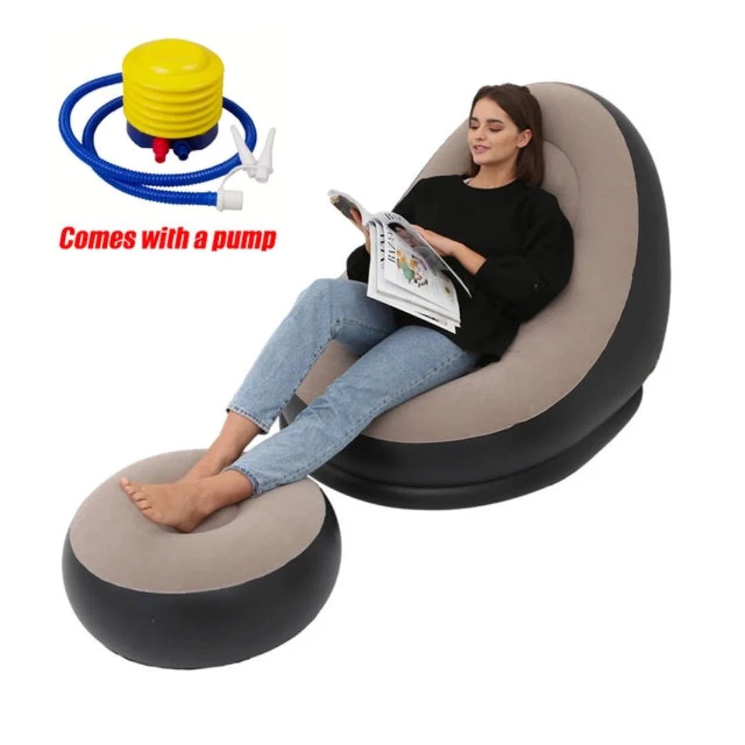 ComfortCraze™ | Opblaasbare Loungebank + Poef - #ComfortCraze™ | Opblaasbare Loungebank + PoefDe Bazelaar