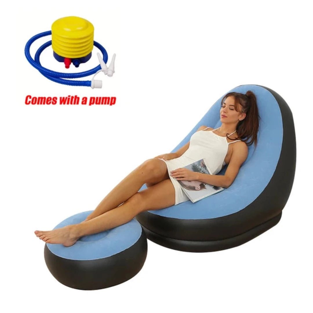 ComfortCraze™ | Opblaasbare Loungebank + Poef - #ComfortCraze™ | Opblaasbare Loungebank + PoefDe Bazelaar