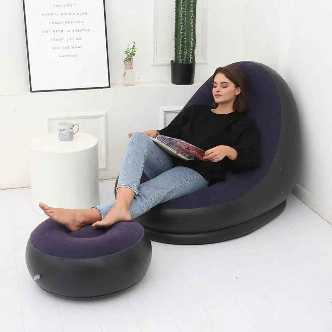 ComfortCraze™ | Opblaasbare Loungebank + Poef - #ComfortCraze™ | Opblaasbare Loungebank + PoefDe Bazelaar