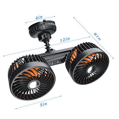 Dubbele Hoofd Auto Ventilator met Zuignap en Batterij