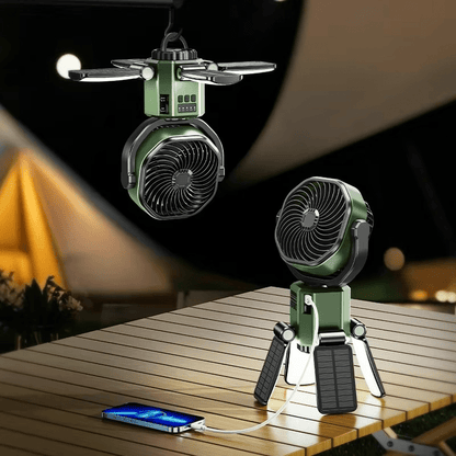 Draagbare Camping Ventilator met LED Licht en 6000mAh Batterij