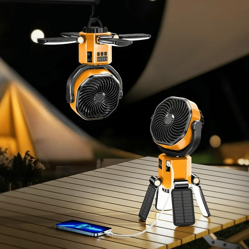 Draagbare Camping Ventilator met LED Licht en 6000mAh Batterij