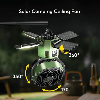 Draagbare Camping Ventilator met LED Licht en 6000mAh Batterij