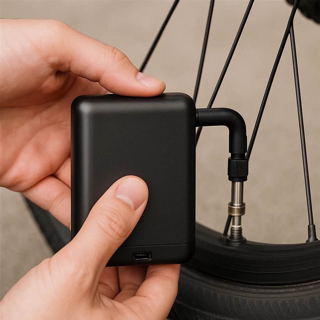 Fietspomp elektrisch mini draagbaar USB C Presta Schrader