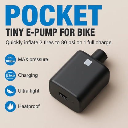 Fietspomp elektrisch mini draagbaar USB C Presta Schrader