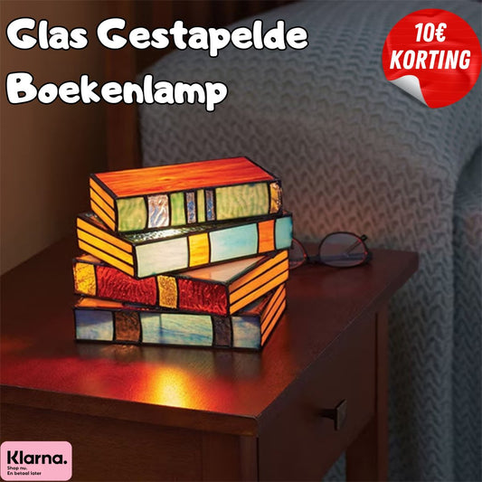 Glas Gestapelde Boekenlamp | Gebrandschilderd - #Glas Gestapelde Boekenlamp | GebrandschilderdDe Bazelaar
