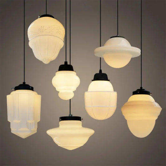 Vintage Geometrische Hanglamp van Mat Glas met LED