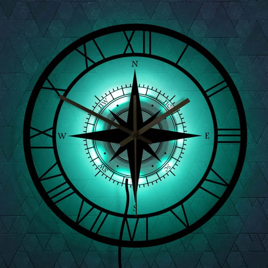 Nautische Kompas Wandklok - Luxe Ontwerp & Precisie Vakmanschap-Wall Clocks-De Bazelaar