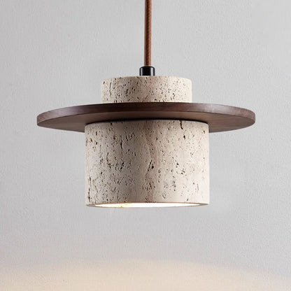 Tijdloze Travertin Hanglamp - Unieke Natuursteen Designlamp